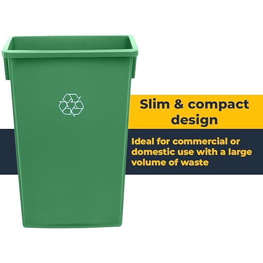 3 pack 23 Gallon Waste Bin with Swing Lid, Heavy-Duty Trash Can, Slim Rectangular Garbage Bin, Durable Waste Container, Recycling Bin, Plastic Wastebasket for Kitchen, Garage, Restaurants, Office
