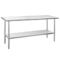 Hally Stainless Steel Table for Prep & Work 24 x 72 Inches, NSF Commercial Heavy Duty Table with Undershelf and Galvanized Legs for Restaurant, Home and Hotel