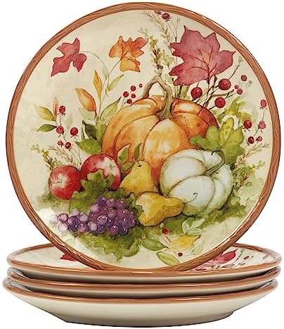 Certified International Harvest Blessings 10.75" Dinner Plate, Multicolor, Large, Set of 4