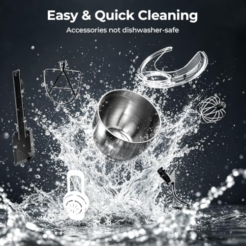 Electactic 5.3 Quart Electric Stand Mixer With 12 Speed, Low Noise, Grey