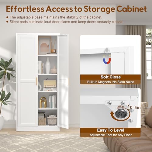 UNICOLY 71" Kitchen Pantry Cabinet, Metal Pantry Storage Cabinet with Doors