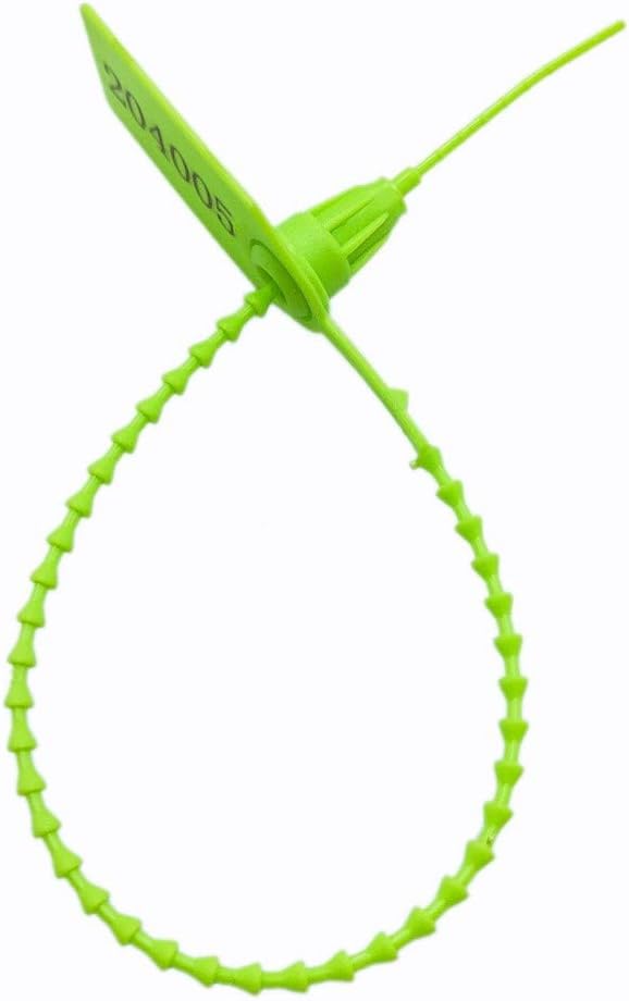 Green Plastic Security Tags Numbered Tamper Proof Seals Self Locking Zip Ties 9.84" Length Pack of 500