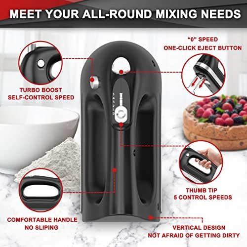 Lord Eagle Hand Mixer Electric Handheld 400W 5-Speed Lightweight, Black
