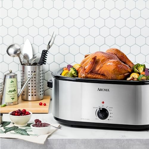 AROMA 22Qt. Roaster Oven with self basting lid stainless steel