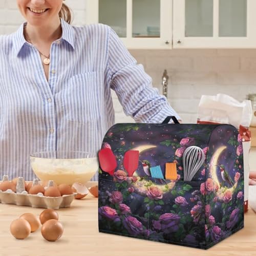 Stand Mixer Covers Home Kitchen Decoration Hummingbird Moon Rose Kitchen Aid Mixer Cover Dust Cover with Pockets and Handle Kitchen Accessories Mixer Covers