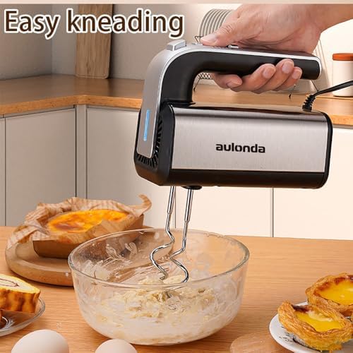 Hand Mixer Electric 5 Speed Kitchen Hand Held Mixer with Turbo Boost,Stainless Steel Performance Hand Mixer Includes 6 Attachments for Easy Whipping Dough, Cream, Cake