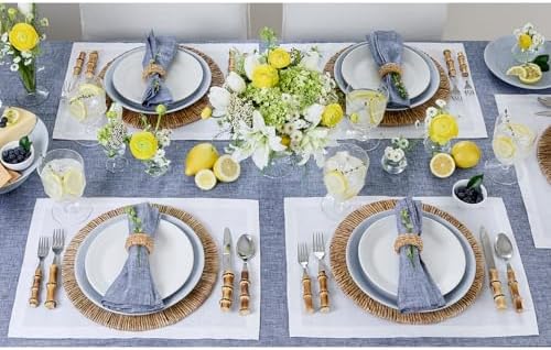 Solino Home 100% Pure Linen Placemats White, Fete 14 x 19 in, Set of 4