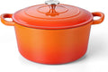 TeamFar Enameled Cast Iron Dutch Oven, 6QT Nonstick Dutch Oven Pot with Lid & Dual Handles for Bread Baking Braising Simmer Roasting, Non Toxic & Heavy Duty, Multi Stoves & Oven Safe - Orange