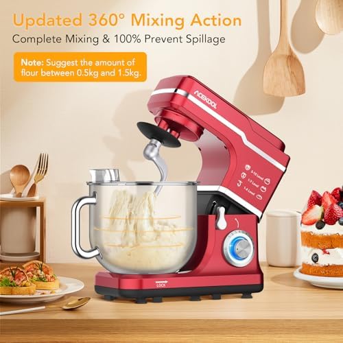 7.5QT Stand Mixer 660W | 10-Speed Tilt-Head Electric Food Mixer with Stainless Steel Bowl | Heavy Duty Dough Mixer for Baking, Bread, Cake, Cookie | Easy Clean Home Kitchen Mixer