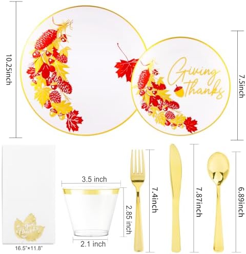Hioasis 175pcs Thanksgiving Plastic Plates