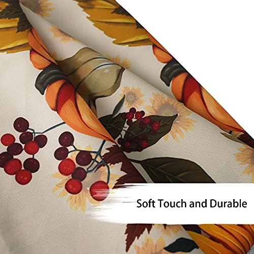Fall Thanksgiving Double Border Decoration Tablecloth,Sunflower & Pumpkin Harvest Tablecloths, Waterproof Table Cover for Dinner Kitchen Party Holiday Decorations, 60"x 102" Oblong/Rectangle