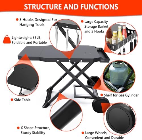 Upgraded Portable Grill Cart for Weber Q1200, Q1000, Q2200, Q2000