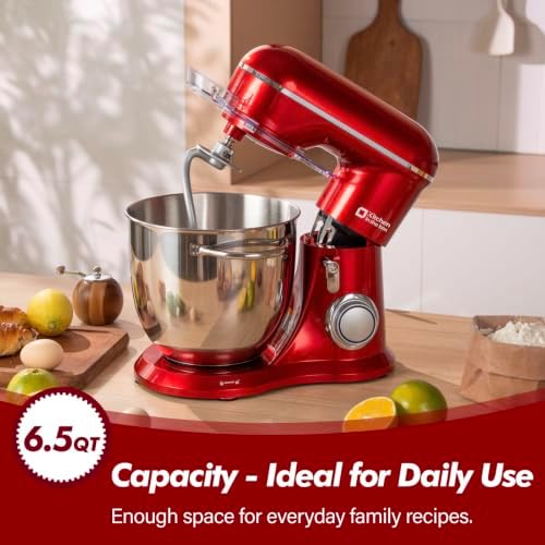 Kitchen in the box 6.5QT Stand Mixer,10-Speed Stainless Steel Bowl (Red)