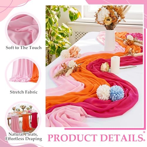9 Pcs Pink and Orange Sunset Party Decorations Table Runner