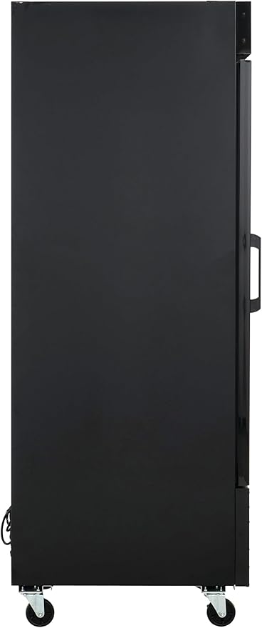 Kratos Commercial One Door Merchandising Refrigerator, Swing Glass Door Black Mobile Display Refrigerator for Markets and C Stores, 28" Wide, LED Lighting, 115V (32M-03A)