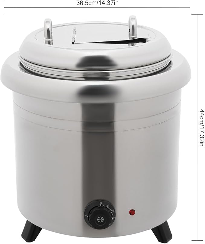 13QT Electric Soup Warmer, 400W Commercial Food/Soup Kettle Warmer for Restaurants and Party, Home, Catering (Silver)