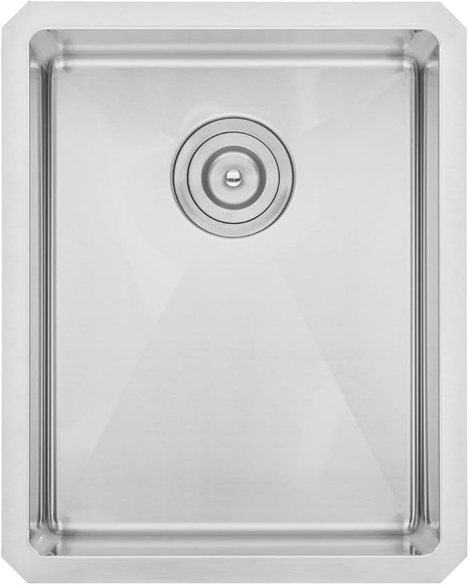 16 in. x 20 in. x 10 in. 16-Gauge Stainless Steel Undermount Single Bowl Bar Prep Kitchen Sink with Strainer
