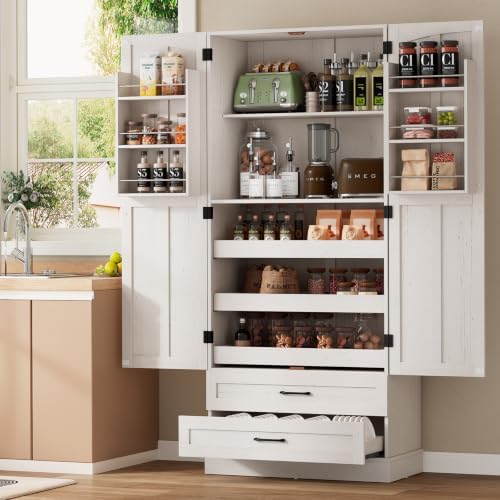 71" Tall Kitchen Pantry Cabinet, Freestanding Storage Cabinet with Drawers