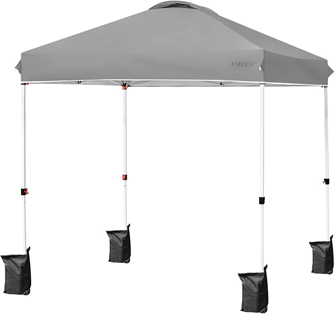 Tangkula Outdoor Pop-up Canopy Tent, 6.6 x 6.6 FT Height Adjustable Commercial Instant Canopy w/Portable Roller Bag, 4 Weight Bags, Outdoor Camping Sun Shelter for Camping, Party