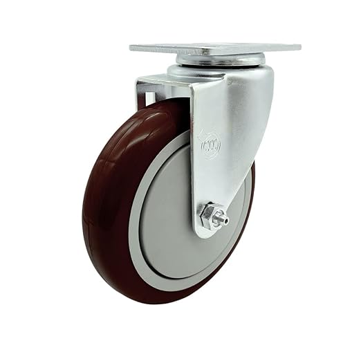 Service Caster Brand Replacement Caster for Uline Caster H-7449S - Stainless Steel Swivel Top Plate Caster with 5 Inch Maroon Polyurethane Wheel - Fits Carts and Platform Trucks H-6348