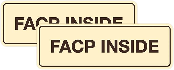 Signs ByLITA Standard FACP Inside Sign | Fire Safety Signage (Ivory/Dark Brown) - Medium 2 Pack