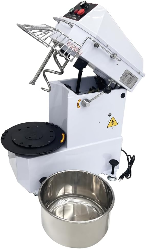 110V 1.5KW Dough Mixer 20L Food Mixer Machine Commercial Dual Rotating Dough Kneading Machine Stainless Steel Blade Electric Food Mixer with Detachable Stainless Steel Bucket