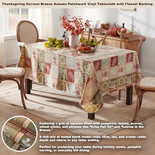 Thanksgiving Harvest Breeze 60 x 102 Inch Rectangle Vinyl Tablecloth