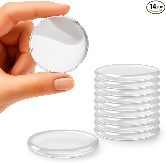 STRONGEST HOME Wall Protector for Door Knobs, 2-Inch - Clear Self-Adhesive Door Stopper Guards - Quiet Rubber Bumpers for Wall Protection, 14-Pack