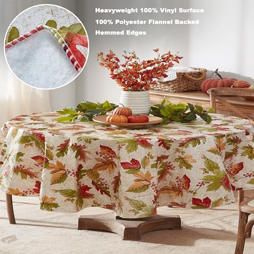 Newbridge Thanksgiving Rustic Acorn & Leaf 60x84 Inch Oval Vinyl Tablecloth