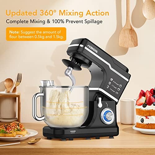 Takywep 10-Speed Stand Mixer, 7.5 Quart Tilt-Head Electric Kitchen Mixer with Stainless Steel Bowl, 660W Baking Mixer with Dough Hook, Beater, Whisk & Splash Guard for Bread, Cakes & Cookies
