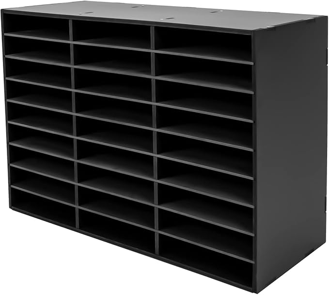 Mail Sorter Organizer, Black Mailbox for Classroom, 27 Compartments Literature Organizer, Desktop File Sorter, Paper Organizer for Home School Office (27 Slots Black)