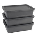 3-Pack 13 L Plastic Commercial Bus Tub, Gray Bus Box with Lid