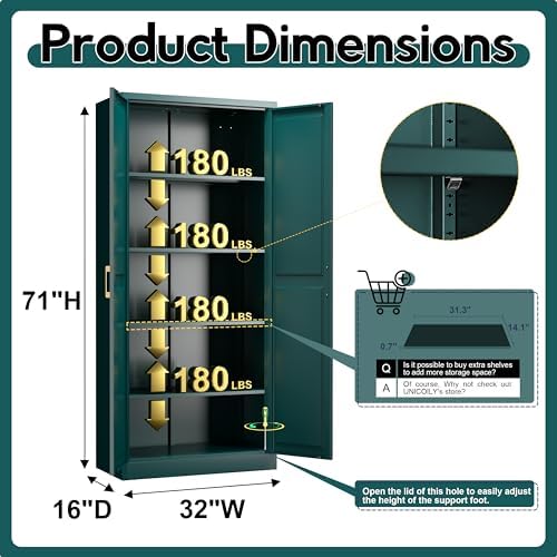 UNICOLY 71" Kitchen Pantry Cabinet, Metal Pantry Storage Cabinet with Doors