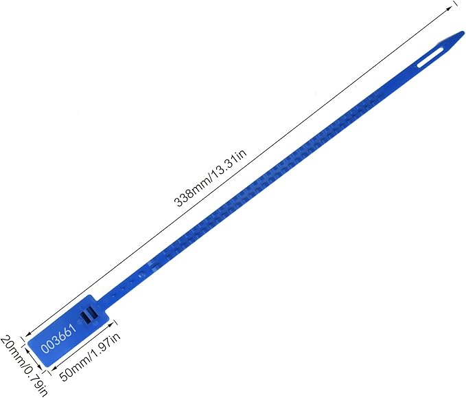 Heavy Duty Self Locking Tamper Evident Shipping Seals Numbered Security Tags Pull Tight Securing Straps Truck Trailer Seals 337 mm 13.2" Blue 500 PCS