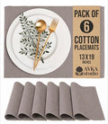 100% Cotton Ribbed Placemats - Set of 6-13 x 19 Inches - Taupe - Everyday Cloth Table Mats - Thick Construction, Washable & Reusable Cloth Place Mats - by AVKA Studio