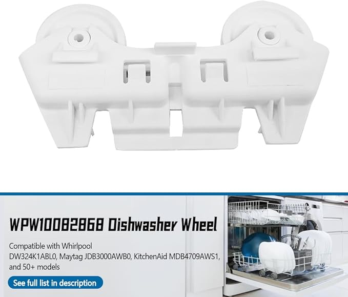 Dishwasher Lower Rack Roller Assembly Compatible with Whirlpool Maytag KitchenAid, Replaces WPW10082868, W10082868, 1446953