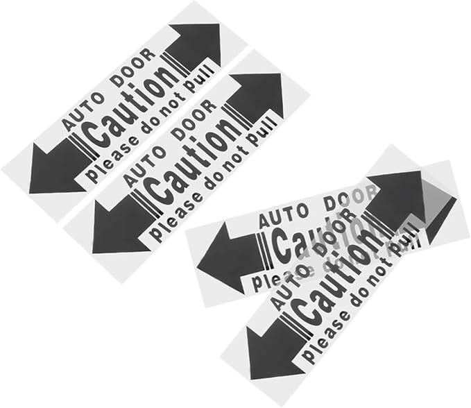 Automatic Car Door Warning Stickers 4Pcs Set, Waterproof Vinyl Decals for Van SUV, Removable Electrical Door Switch Safety Labels for Vehicle Exterior