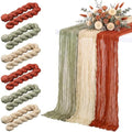 6 Pcs Terracotta and Sage Green Cheesecloth Table Runner 118"