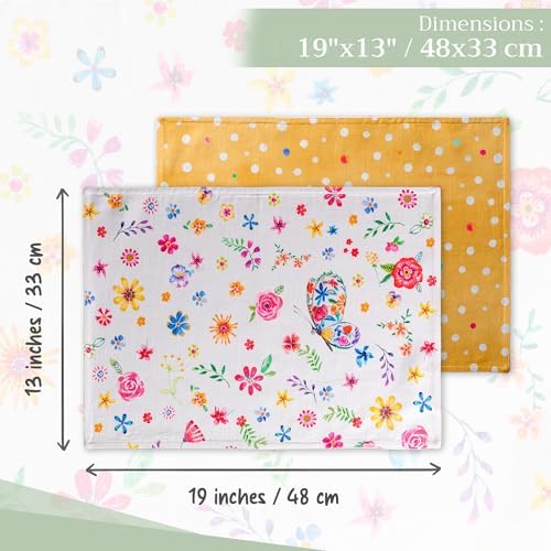Maison d' Hermine Placemats Set of 4 Reusable 100% Cotton (13"x19")