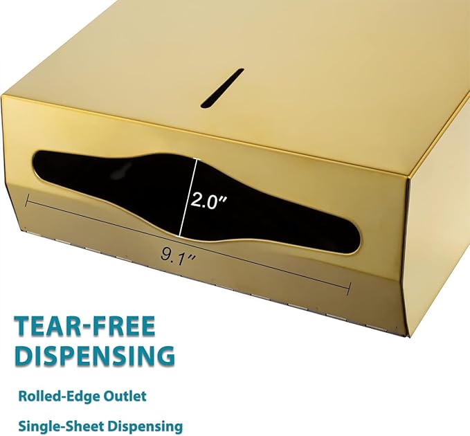 Commercial Paper Towel Dispenser Gold - Multifold Paper Towel Dispenser Wall Mount, High Capacity Stainless Steel Tissue Holder, Suitable for Bathrooms and Public Places
