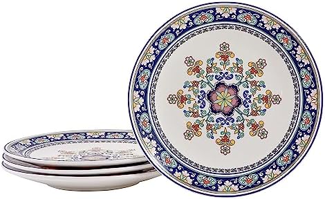 Bico Mandala Kaleidoscope Dinner Plates Set of 4, 11 Inch Large Ceramic Plates for Pasta, Steak, Stylish Serving Dishes, Microwave and Dishwasher Safe, Gift for Housewarming and Thanksgiving