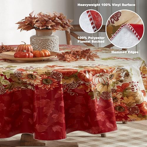 Newbridge Bountiful Fall Harvest 60 x 84 Inch Oval Vinyl Tablecloth