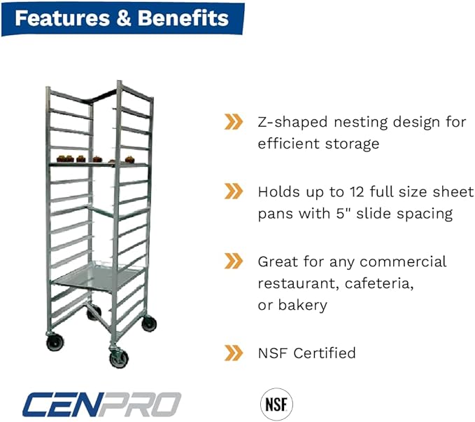 Commercial Fully Welded Nesting 12-Tier Aluminum End Load NSF Bakery Sheet/Bun Pan Rack (28W-124)