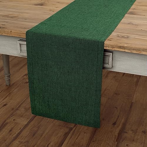 Solino Home 100% Pure Linen Table Runner Forest Green, Athena 14 x 36 in
