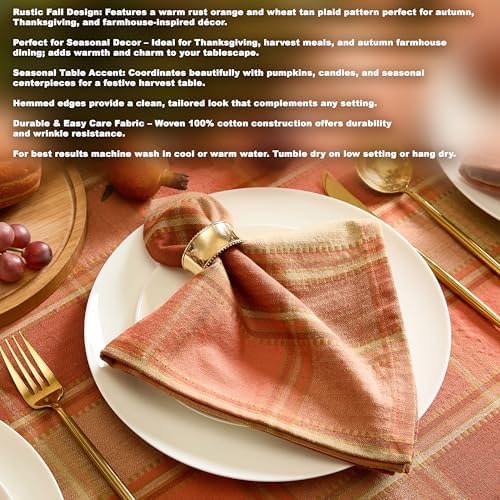 Newbridge Thanksgiving Barnhouse Plaid Fabric Tablecloth 60”x84” Rectangle