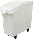 TrueCraftware- 27 Gallon (430 Cups) White Shelf Ingredient Bin with Clear Sliding Lid Casters & Measuring Scoop- Plastic Kitchen Pantry Storage Bin for Dry Food Flour Sugar Kitchen Restaurant