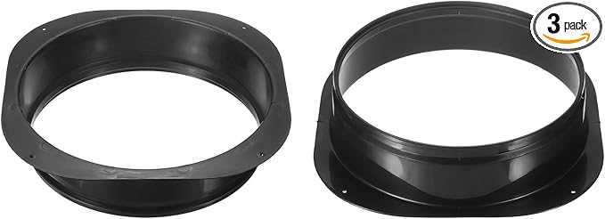 PATIKIL 12 Inch Duct Connector Flange, 2Pack Plastic Straight Pipe Flange Dryer Vent Connector for Air Heating Cooling Ventilation HVAC System, Black