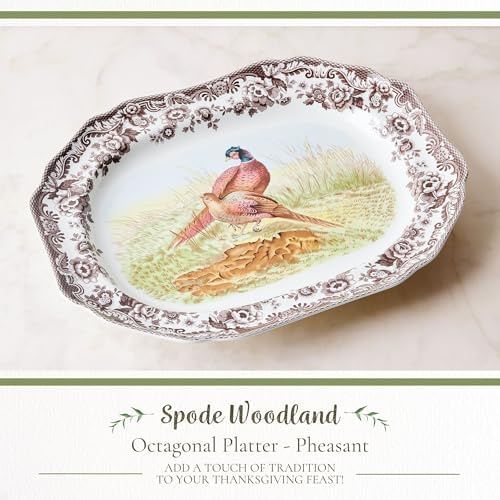 Spode – Woodland – Octagonal Platter - Pheasant - Brown/White