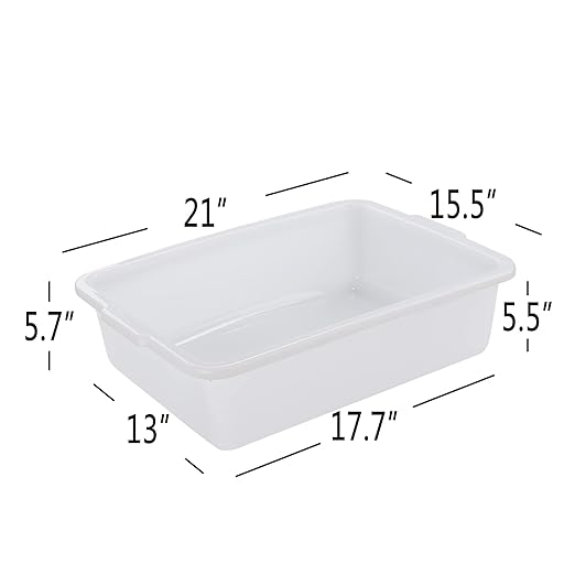 4-Pack 24 L Commercial Bus Tubs/Tote Box, White Plastic Storage Wash Basin Tub