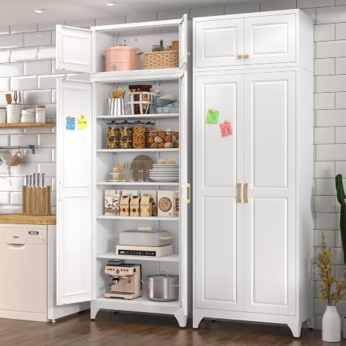 Polup 90" Pantry Cabinet, Tall Metal Storage Cabinet with Doors and Shelves